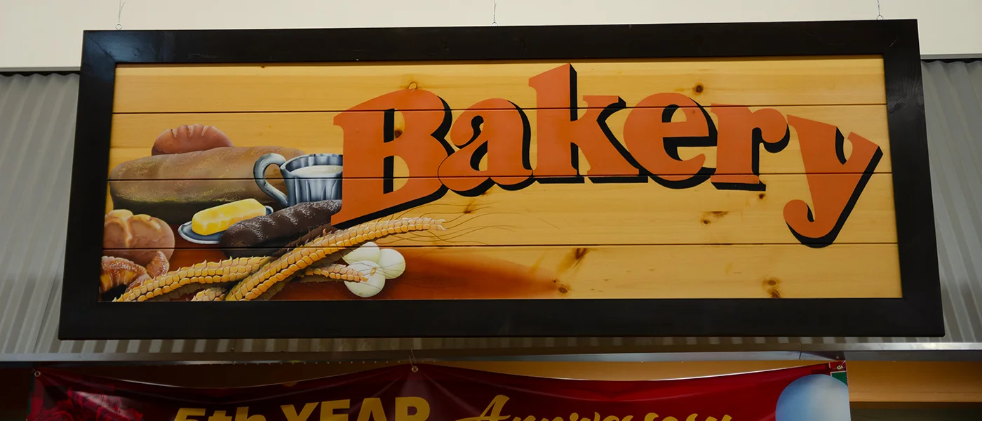 bakery department sign at Fresh County Market