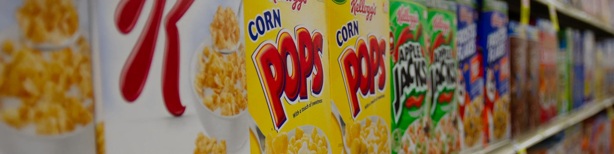 variety Kellogg's products on a shelf at Fresh County Market